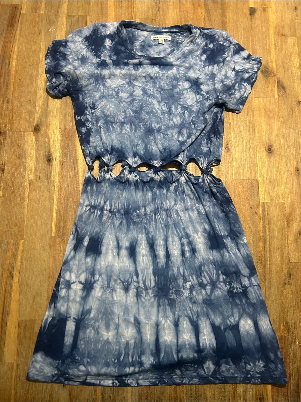 Women Blue Tie-Dye Cutout Dress